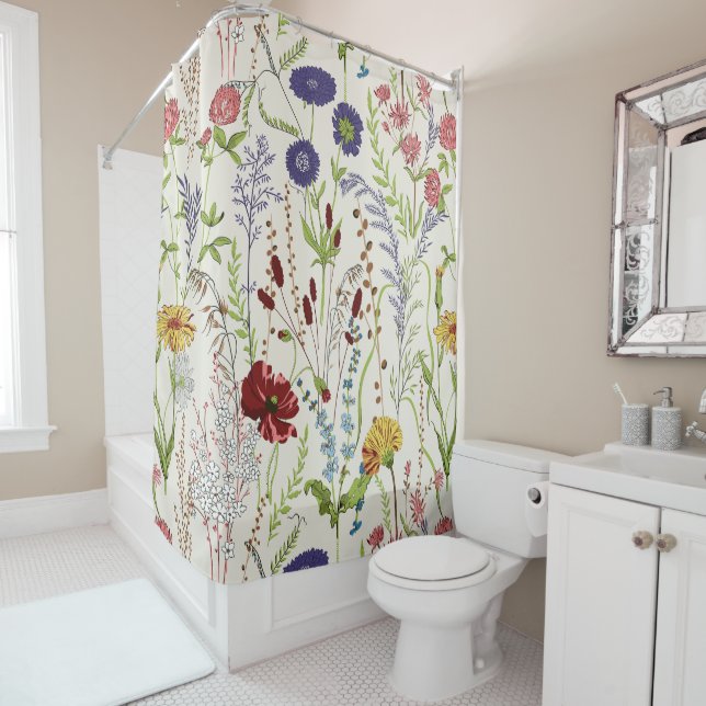 Cortina De Ducha Rustic Meadow Wildflower Botanical (In situ)