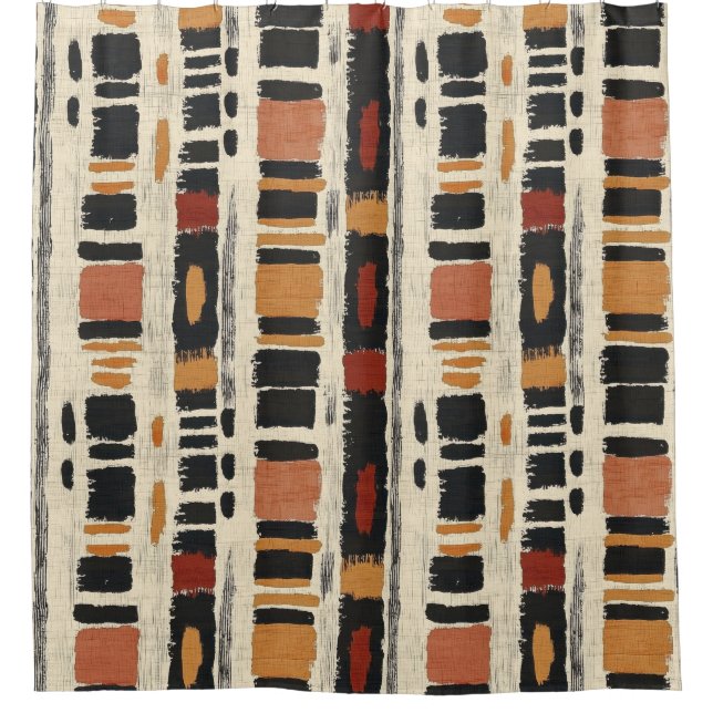 Cortina De Ducha Rustic Mudcloth Geometric Pattern (1) (Anverso)