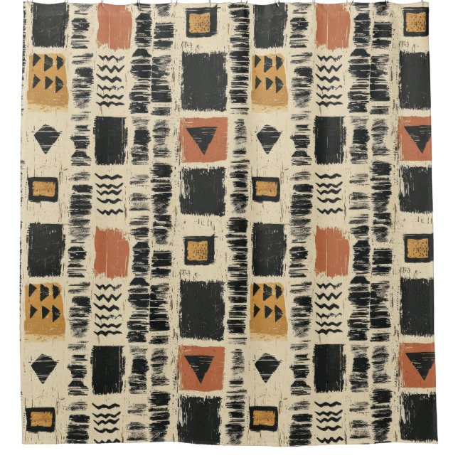 Cortina De Ducha Rustic Mudcloth Geometric Pattern (3) (Anverso)