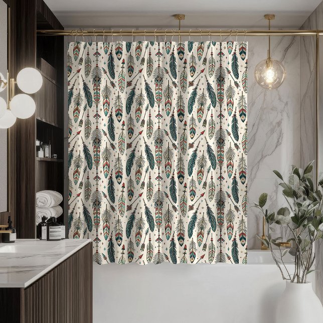 Cortina De Ducha Rustic Tribal Curtain Arrows and Feathers Touch (Rustic Tribal Curtain Arrows and Feathers Touch)