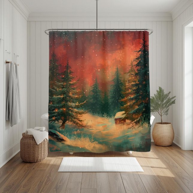 Cortina De Ducha Rustic Winter Wonderland Christmas Shower Curtain (Subido por el creador)