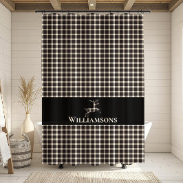 Cortina De Ducha Rústico venado monográfico | Negro blanco crema