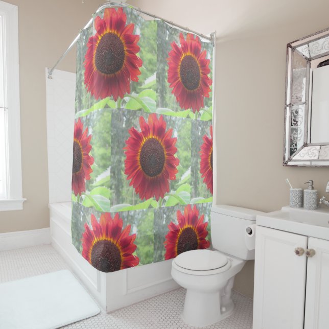 Cortina De Ducha Rusty Red Sunflower (In situ)