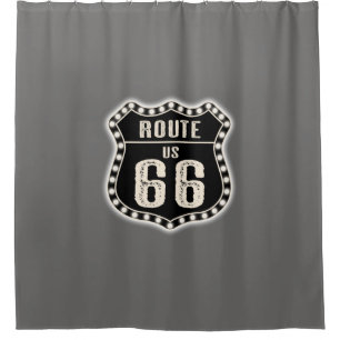 Cortina De Ducha Ruta 66 Rótulo Americana