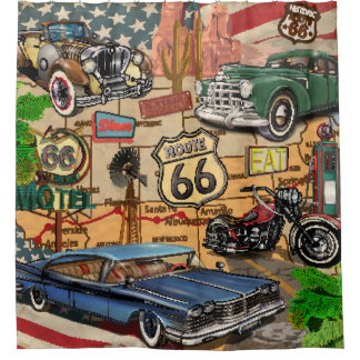 Cortina De Ducha Ruta de la Viñeta 66, poster nostálgico.