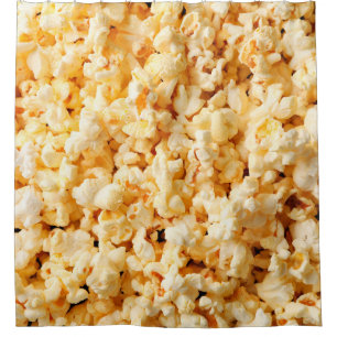 Cortina De Ducha Sabrosas palomitas de maíz en todo el fondo. Alime