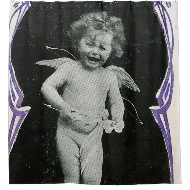 Cortina De Ducha Sad Cherub Angel Print (Anverso)