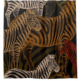 Cortina De Ducha Safari africano: diseño de vintage de cebra
