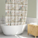 Cortina De Ducha Safari Jungle Safari Lion Elephant Baby Boy<br><div class="desc">DECORACIÓN DE CORTINA EN EL CUARTO DE BAÑO DEL NIÑO DE BABY NURSERY | Cubo de león pintado con color de agua, cebra y elefante en un follaje de safari de selva tropical y patrón de repetición a rayas florales. Pintada en acuarela y diseñada gráficamente por la artista con licencia...</div>
