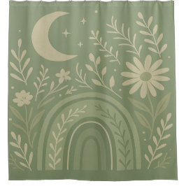 Cortina De Ducha Sage Green Boho