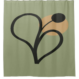 Cortina De Ducha Sage Green Contemporary Botanical 