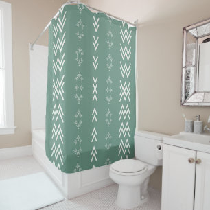 Cortina De Ducha Sage Green Mud-Cloth