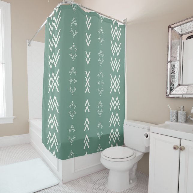 Cortina De Ducha Sage Green Mud-Cloth (In situ)