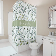 Sage Green Watercolor French Country Olive Name