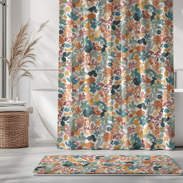 Cortina De Ducha Sage Terracota Naranja Blanco Verde Teal Follaje