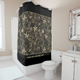 Cortina De Ducha Salmo 51 Dorado Pálido Floral Negro Personalizable