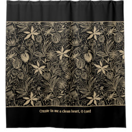 Cortina De Ducha Salmo 51 Personalizable Pale Gold Floral Negro