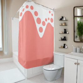 Cortina De Ducha Salmon Ola suave rosa y burbujas