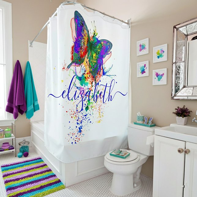 Cortina De Ducha Salpicadura de mariposa personalizada (Subido por el creador)