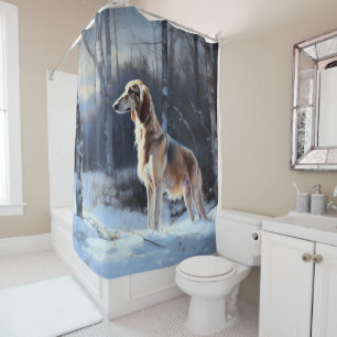 Cortina De Ducha Saluki Deja que nieve Navidad