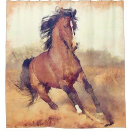 Cortina De Ducha Salvaje Mustang Horses Stampede Watercolor