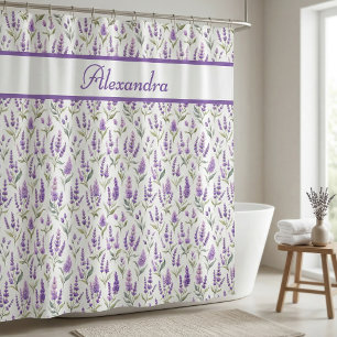 Cortina De Ducha Salvia Purpúrea Verde Lavanda Nombre Personalizado