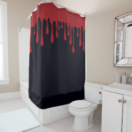 Cortina De Ducha Sangre Roja Goteando Negra Halloween Gotear