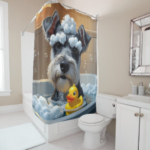 Cortina De Ducha Schnauzer Desordenado Dormilón Lindo Divertido 