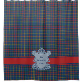 Cortina De Ducha Scottish Clan Tartan Plaid, Name and Crest