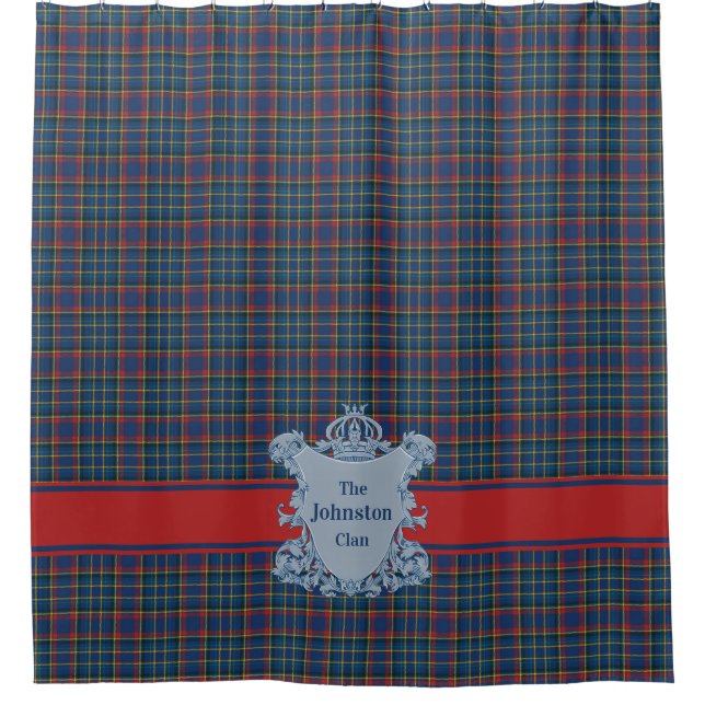 Cortina De Ducha Scottish Clan Tartan Plaid, Name and Crest (Anverso)