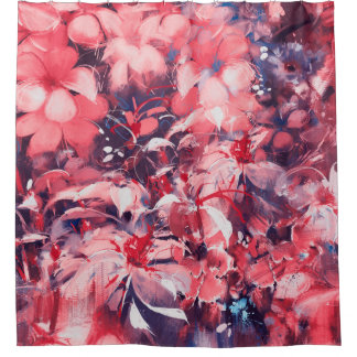 Cortina De Ducha seamless abstract flowers, oil painting style, ill