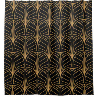 Cortina De Ducha Seamless Art Deco Pattern. Vintage minimalistic ba