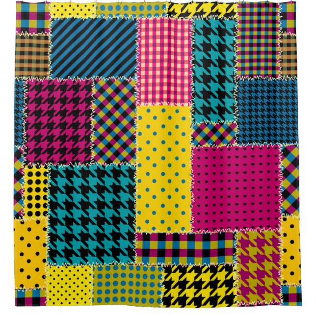 Cortina De Ducha Seamless background pattern. Geometric patchwork p (Anverso)