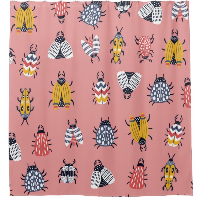 Cortina De Ducha Seamless childish pattern with bugs and beetles in (Anverso)