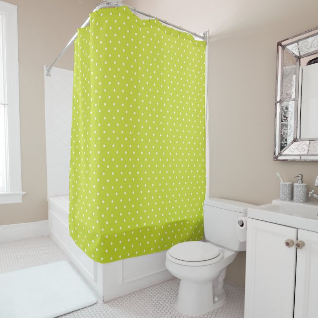 Cortina De Ducha Seamless pattern  bright lime polka dot pattern (In situ)
