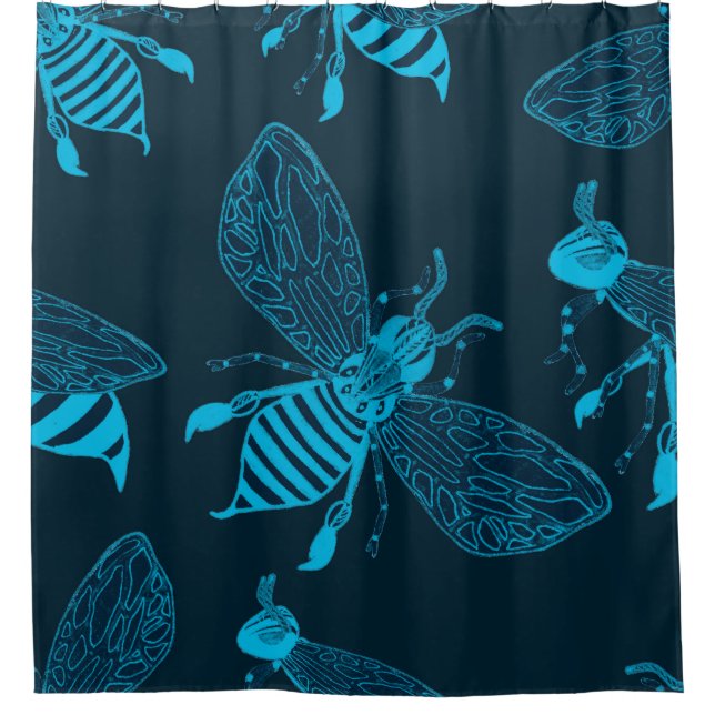 Cortina De Ducha Seamless pattern with hand drawn bees. Fashion ill (Anverso)