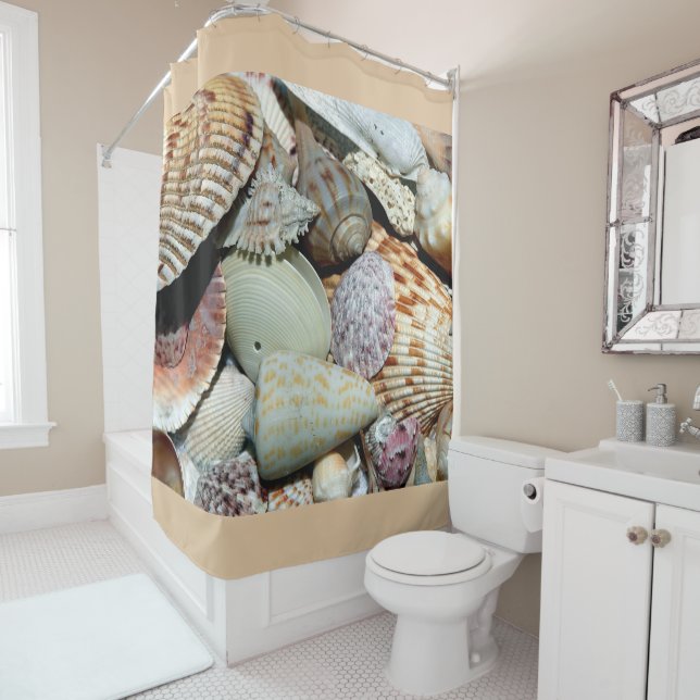Cortina De Ducha Seashells Beach Ocean Shower Curtain (In situ)