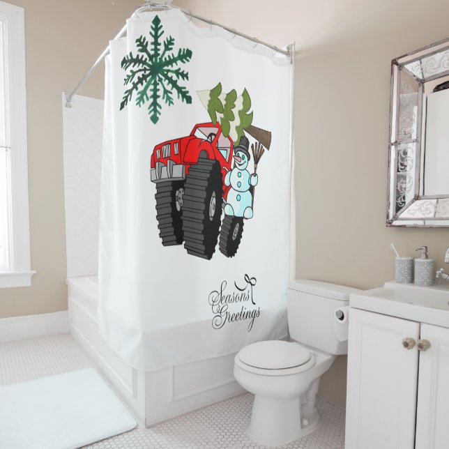 Cortina De Ducha Seasons Greetings Shower Curtain Snowman (In situ)