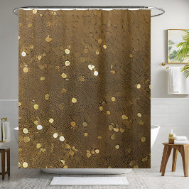Cortina de ducha secuencial dorada y marrón