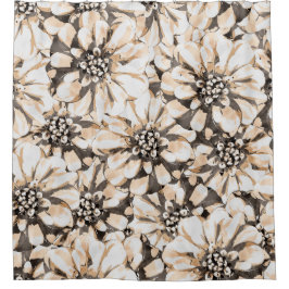 Cortina De Ducha Sepia Floral Pattern