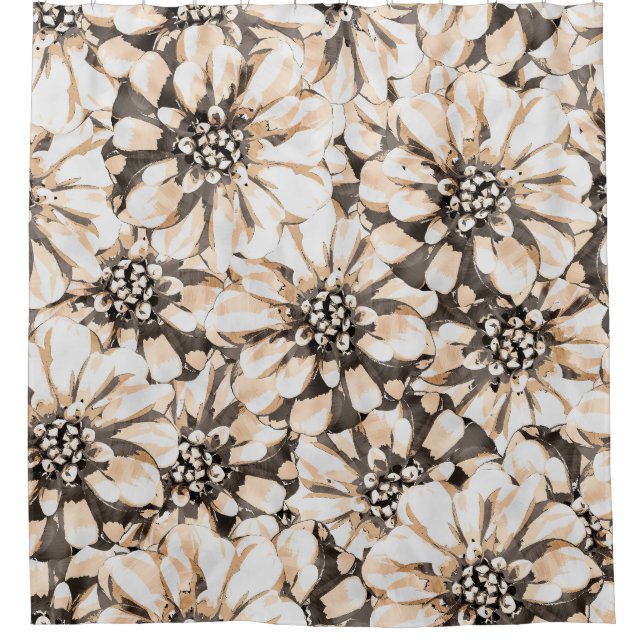 Cortina De Ducha Sepia Floral Pattern (Anverso)
