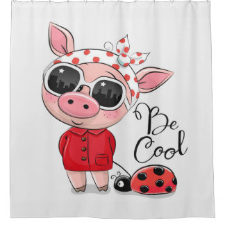 Cortina De Ducha Ser cerdo Guay | Cerdo y Ladybug | Regalo familiar