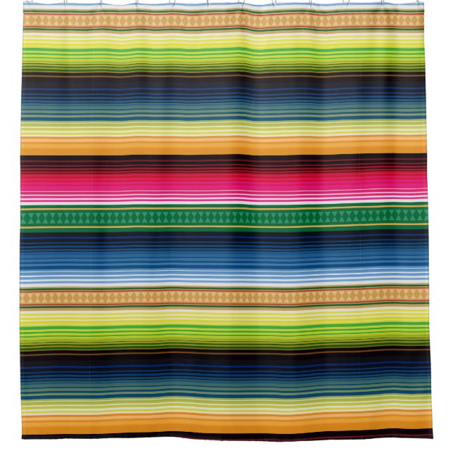 Cortina De Ducha Serape combinado mexicano tradicional (Anverso)
