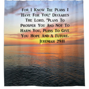 CORTINA DE DUCHA SERENE SUNRISE JEREMIAH 29:11 BIBLIA VERSE