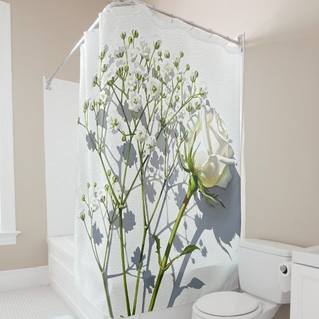 Cortina De Ducha Serene White Rose Floral Art (Subido por el creador)