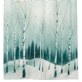Cortina De Ducha Serene Winter Birch Forest