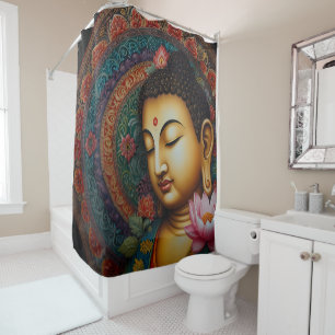 Cortina De Ducha Serenidad en la simetría: baño Buddha Mandala