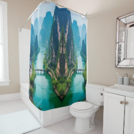 Cortina De Ducha Serenidad mágica del río Karst"