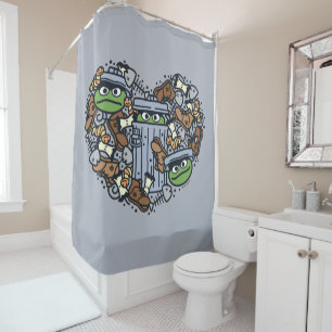 Cortina De Ducha Sésamo Oscar el Corazón de Doodle de Grouch