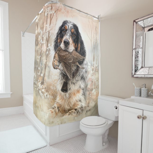 Cortina De Ducha Setter Inglés, Caza de Chocha ,Arte de Perros (In situ)